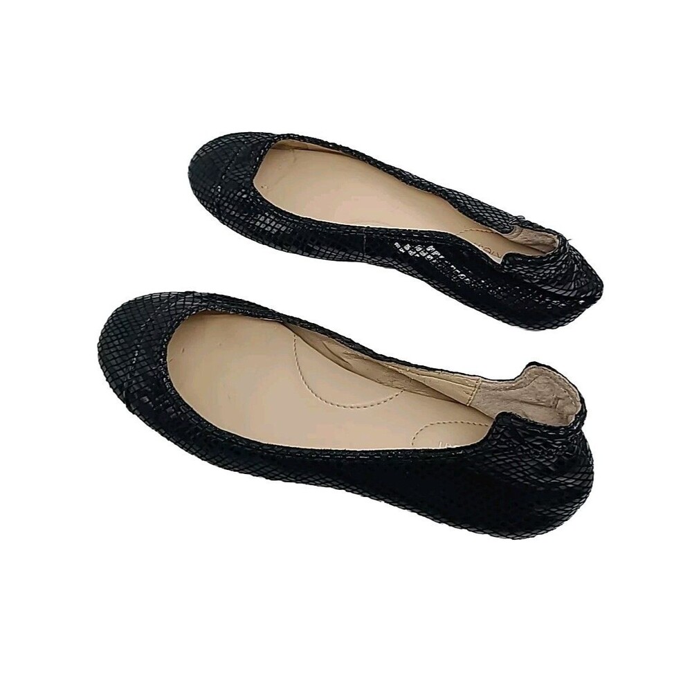 Calvin Klein Priya Womens Ballet Flats Black Shiny Embossed Detail Size 6 M